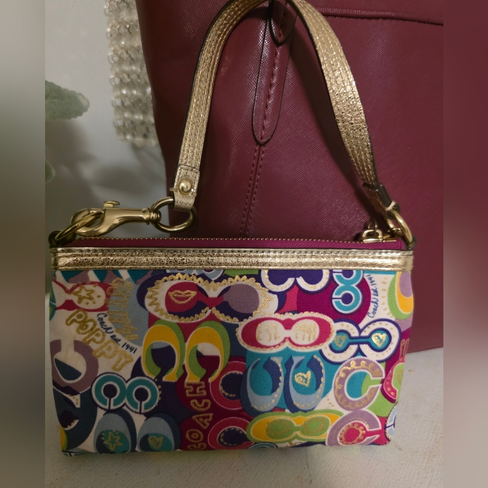 Coach Colorful Wristlet with Gold Details - Picture 3 of 4